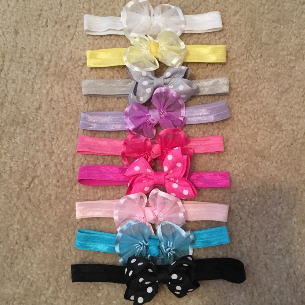 3/$12 Set of 9 Hair Bow Headbands